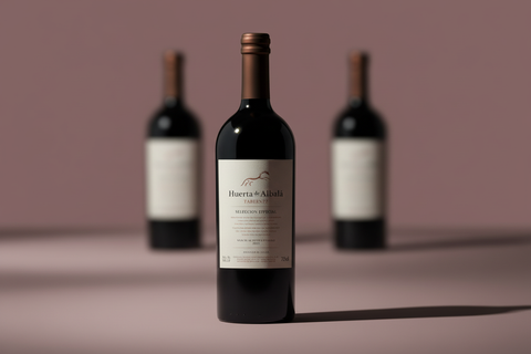 Huerta de Albalá wine bottle with original background